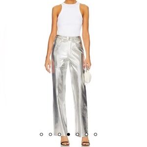 WEWOREWHAT by Revolve 5 pocket sheen metallic high rise straight leg pant